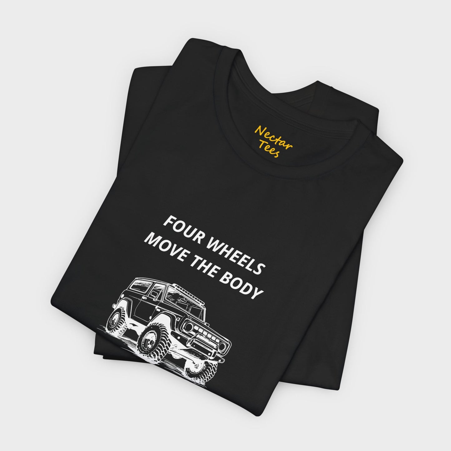 Four wheels move the body. T-Shirt