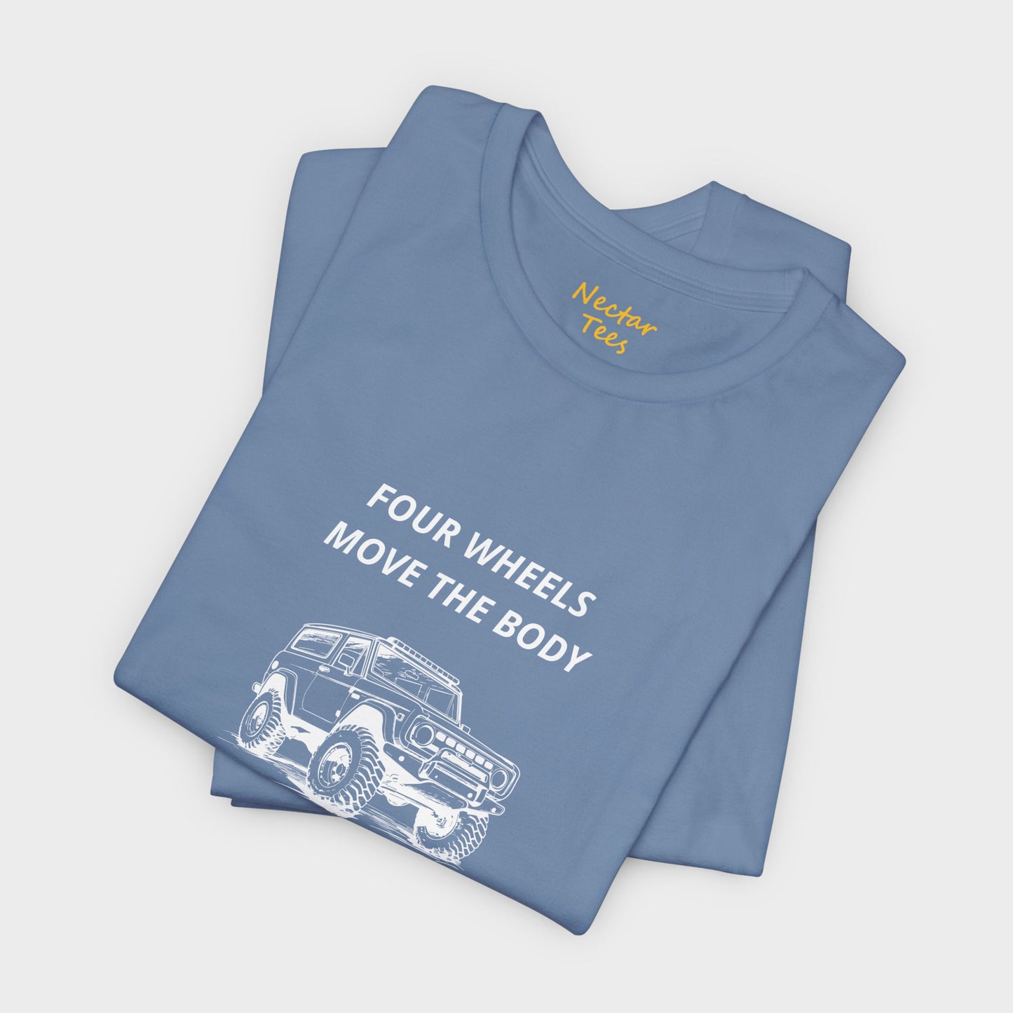 Four wheels move the body. T-Shirt